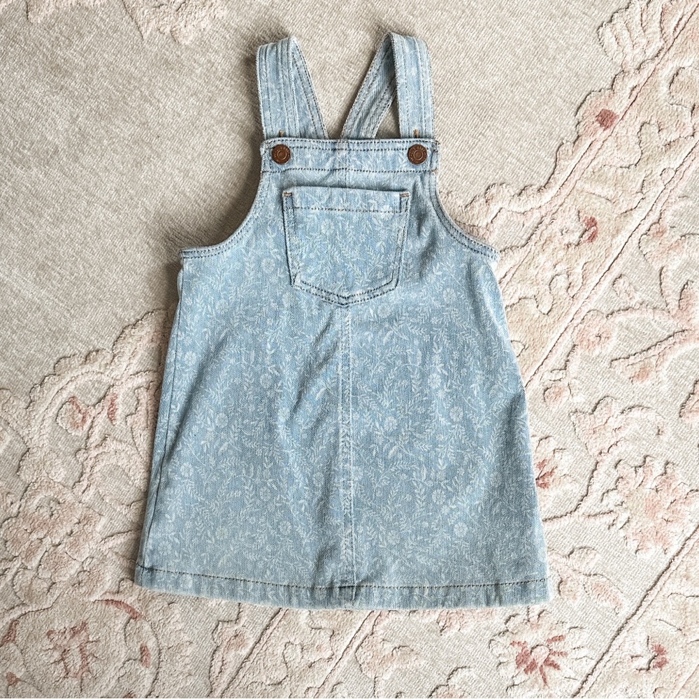 Stretchy Denim Blue Kids Overall Dress Jumper
